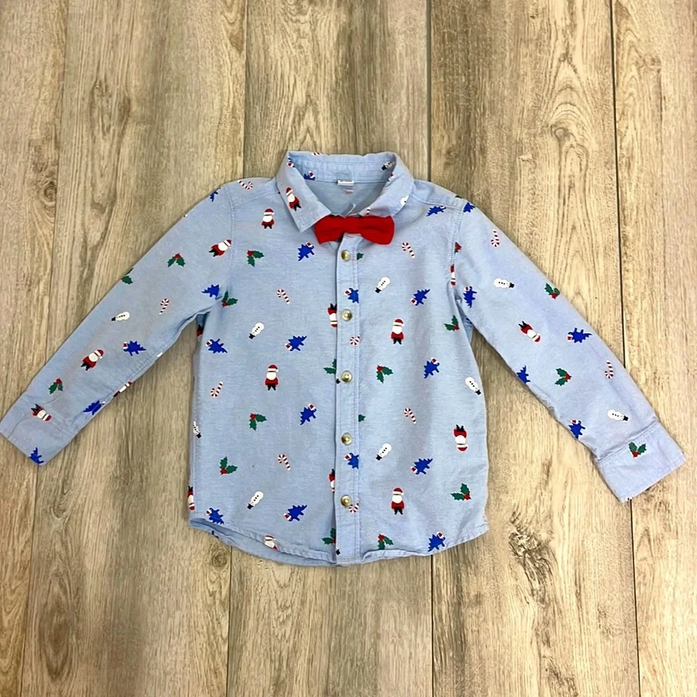 Old Navy Boys 5T Holiday Button Down With Bow Tie